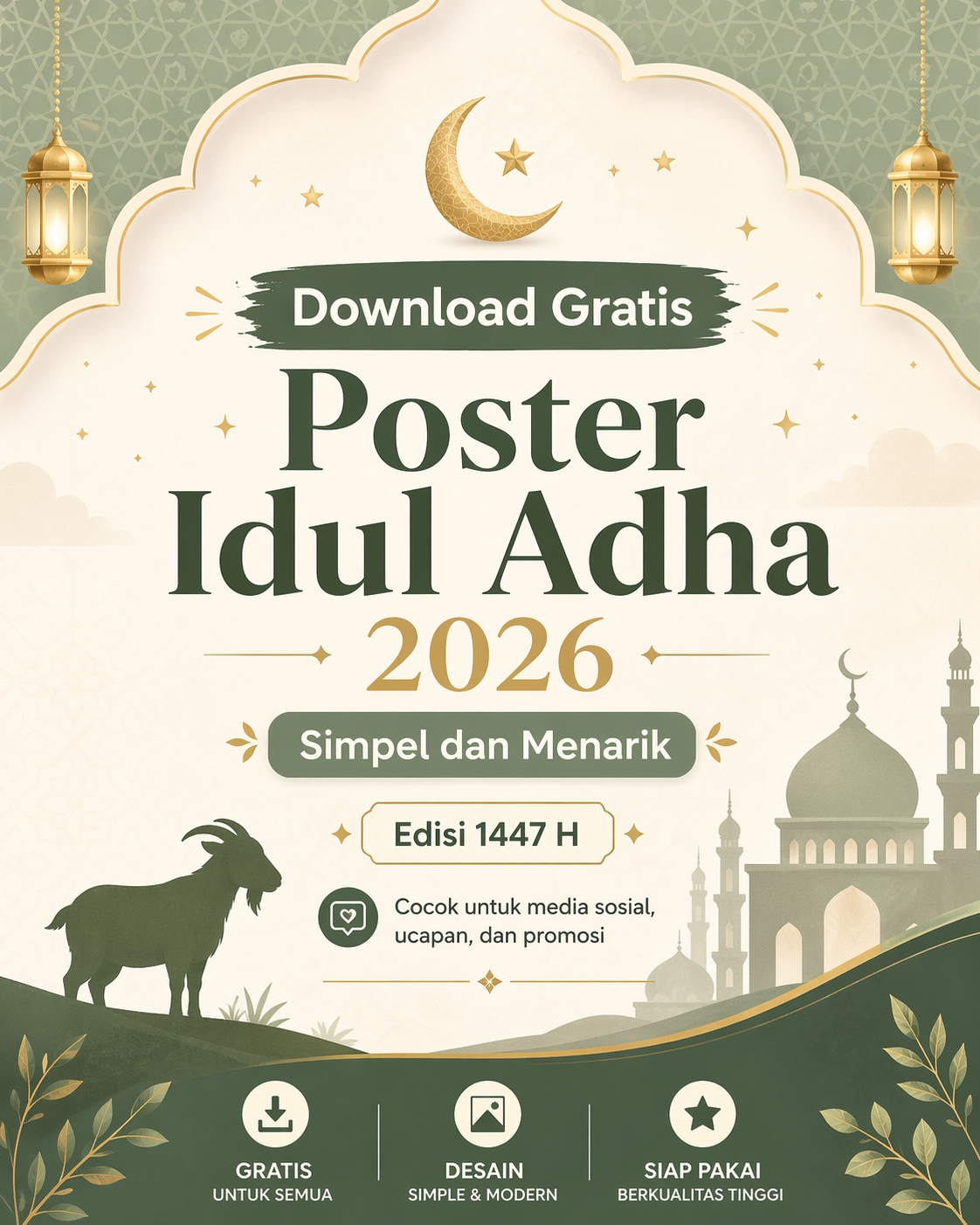 Download Gratis Poster Idul Adha 2026 Simpel dan Menarik