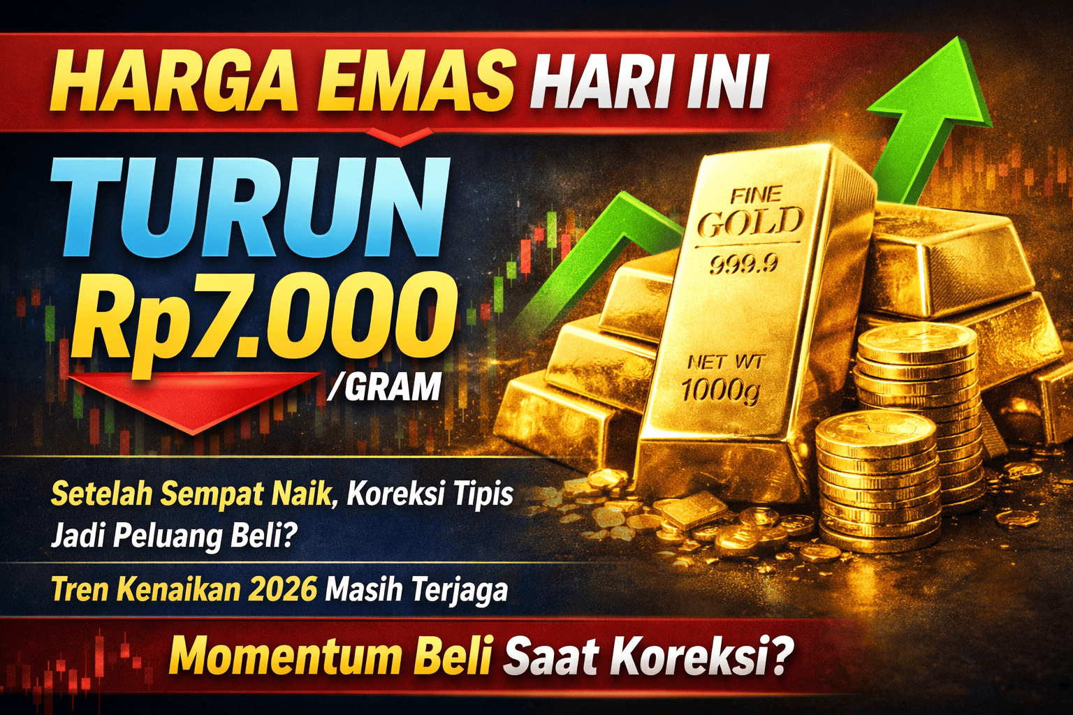 Harga Emas Turun Rp7.000 Hari Ini, Momentum Beli Sebelum Rebound?