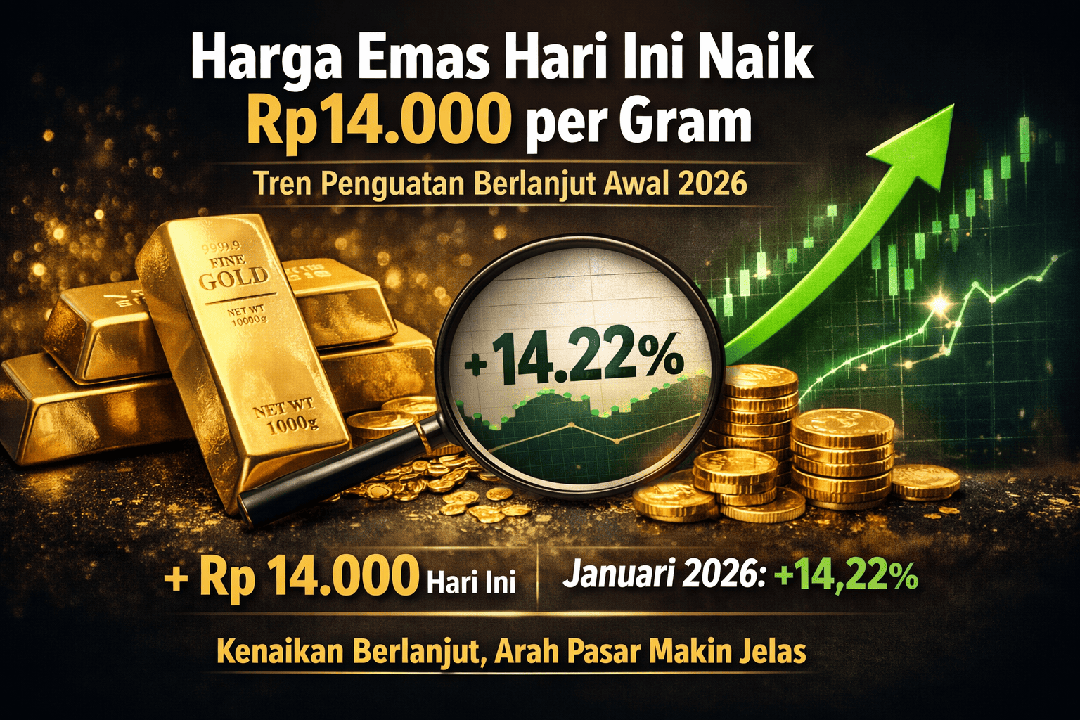 Harga Emas Kembali Naik, Tren Penguatan Berlanjut Awal 2026