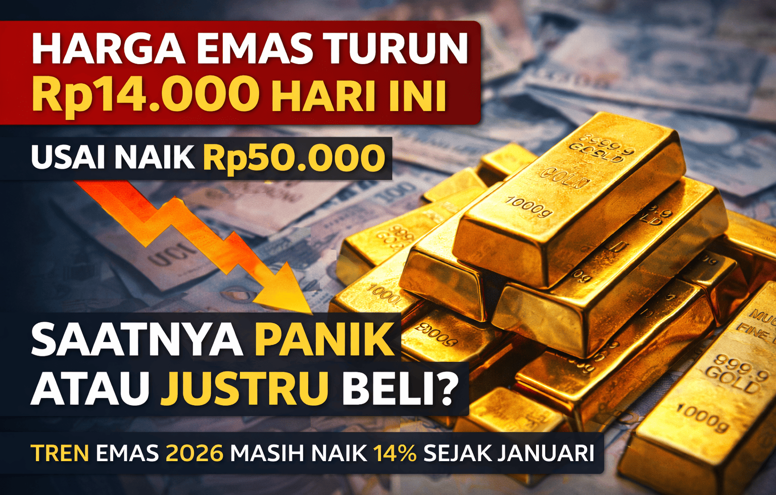 Harga Emas Turun Rp14.000 Hari Ini Usai Naik Rp50.000, Saatnya Panik atau Justru Beli?