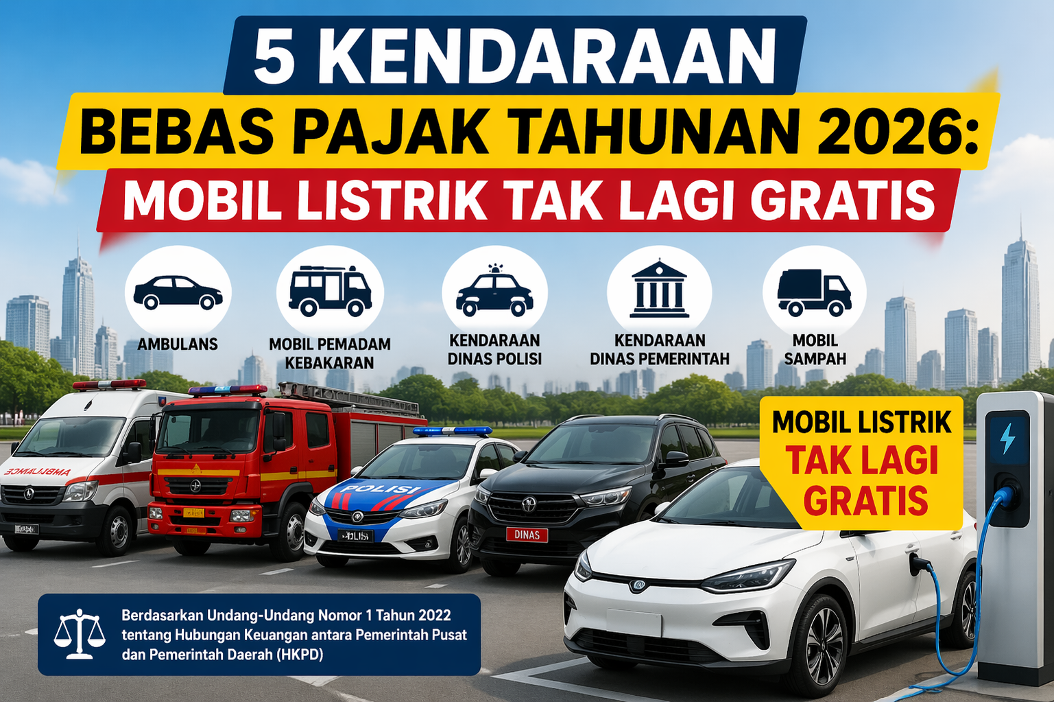 5 Kendaraan Bebas Pajak Tahunan 2026: Mobil Listrik Tak Lagi Gratis
